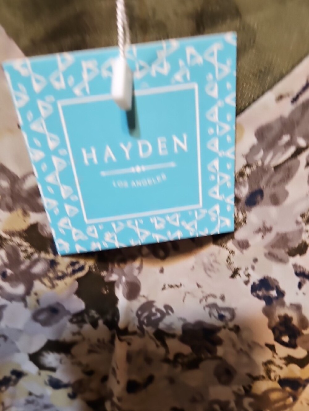 Hayden Olive & Cream Floral Long-Sleeve Wrap Midi Dress - Picture 8 of 9